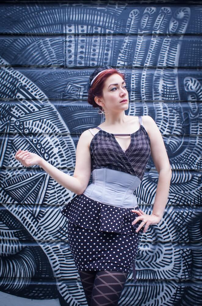 Pop Antique Integrated Corset "Bombshell" with attached mesh top | Model: Victoria Dagger | Photo © Alyxander Ryan