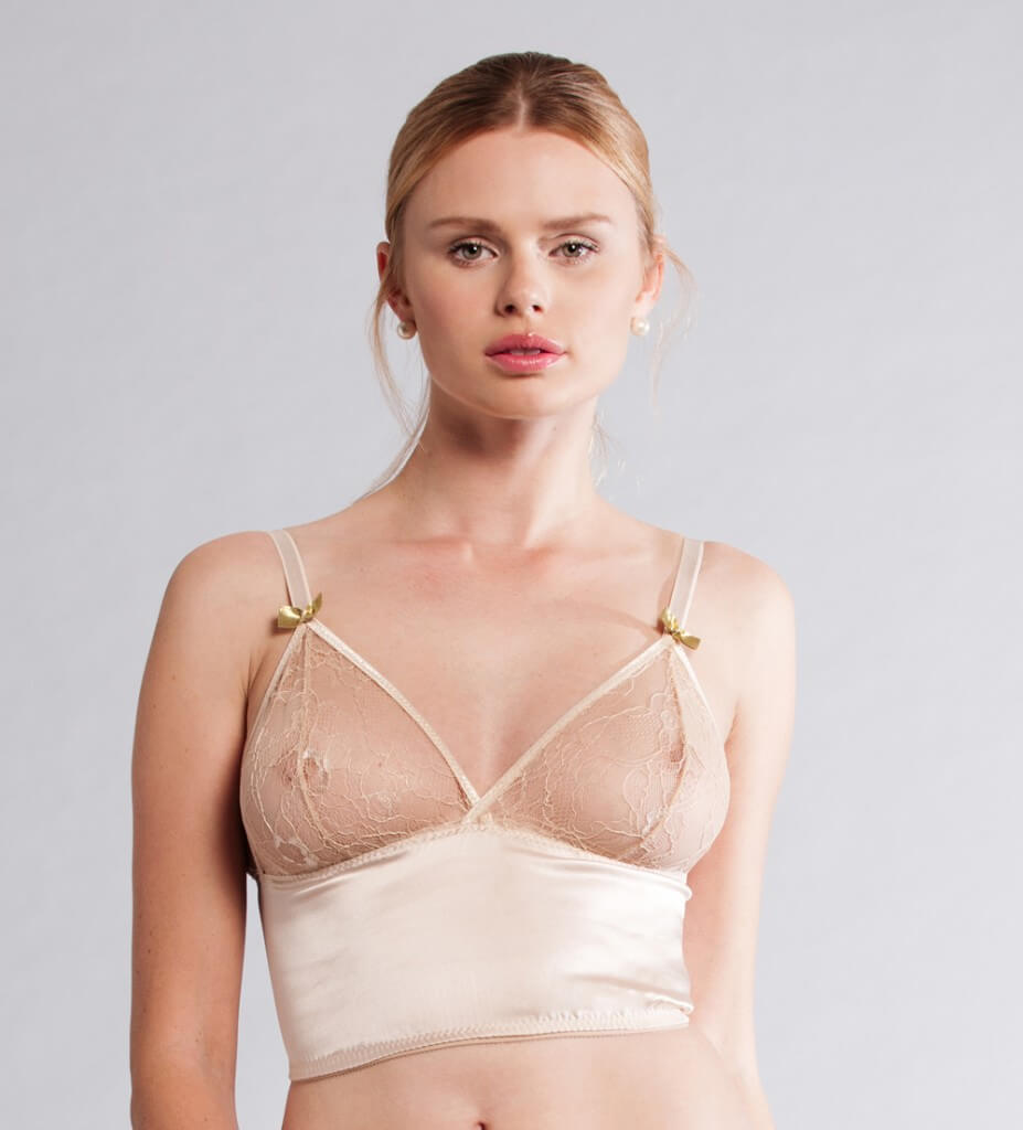 Womens Feminine Long Line Lace Bra - Half-Opaque Cups