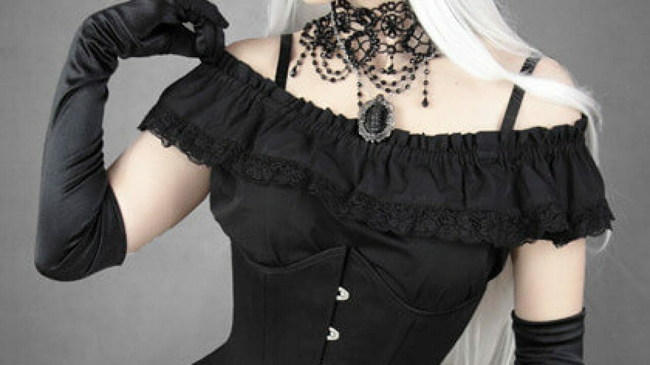 Black cotton underbust hourglass corset WIDE HIPS MATT - Restyle